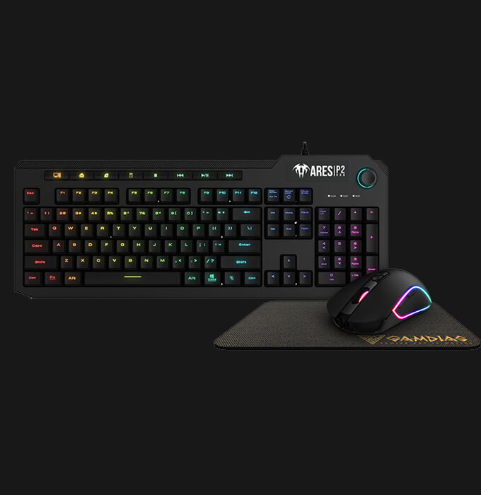 Gamdias Ares P2 RGB 3-In-1 Gaming Combo | Best Quality & Lowest Price | Only Certified Dealer in Pakistan | Shop Now TEXONWARE - 6 static zones of backlight, 19-key rollover, Spill-Resistant Design. - 8 additional multimedia keys, a Creative volume dial knob. - 3,600 DPI, 7 keys optical gaming mouse. - Anti-slip Mouse Mat.