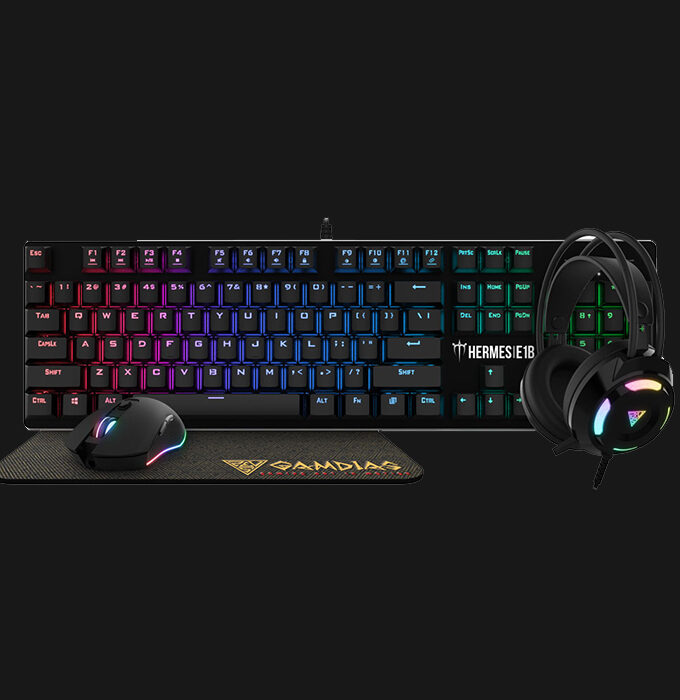 Gamdias Hermes E1B RGB 4-In-1 Gaming Combo | Best Quality & Lowest Price | Only Certified Dealer in Pakistan | Shop Now TEXONWARE - GAMDIAS certified mechanical switches - Blue Switches. - 40mm HD driver unit with Optimized soft earpads. - 3200 DPI Gaming Mouse. - Ergonomic design provides you with an unprecedented gaming ambiance.