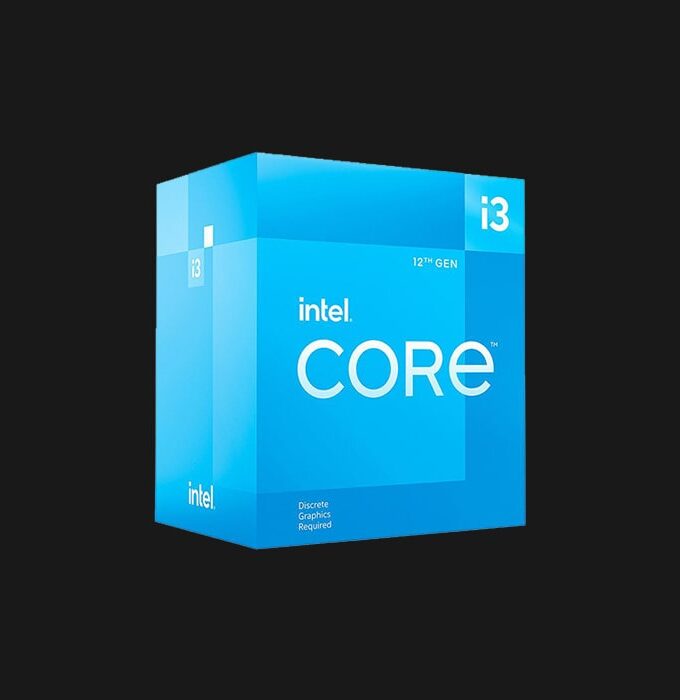 Intel Core i3-12100 – Core i3 12th Gen Alder Lake Quad-Core 3.3 GHz LGA 1700 58W Desktop Processor• 12MB L3 Cache • 5MB L2 Cache • Intel 7 Alder Lake Processor Base Power: 58W • Intel Laminar RM1 CPU Cooler • Maximum Turbo Power: 89W • Windows 11 Supported Warranty: 3 Years Warranty