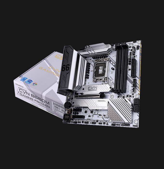 Colorful CVN B660 Gaming Frozen V20 Motherboard • 1*USB3.2 Gen2 Type-C ports • 2*M.2 slots • 4*SATA3.0 ports • 4*USB3.2 Gen1 ports(2 rear,2 header) • 6*USB2.0 ports(4 rear,2 header) • 8-Channel High Definition Audio CODEC • DIMM, Support DDR4 4266(OC)/4000(OC) (OC support) • DP+HDMI ports • Intel 2.5Gbit LAN and WiFi-6 • Memory overclocking also depends on the matching CPU and memory itself • Supports 12th Gen Intel® Core™ Processors (Socket 1700) • silk-screen"M2_KEYM1": Support PCI-E Gen4 x4 SSD • silk-screen"M2_KEYM2": support PCI-E Gen4 x4/SATA/Optane
