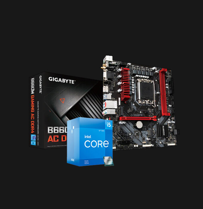 This particular bundle includes an Intel Core i5 12400F 12Th Gen Processor (3 Years limited Warranty) & GIGABYTE B660M D2H DDR4 Gaming Motherboard (1 Year Official Warranty) package. GIGABYTE B660M Gaming Motherboard Specification: Supports 12th Gen Intel® Core™ Series Processors​​. Dual Channel Non-ECC Unbuffered DDR4, 2 DIMMs​​. 6+2+1 Phases Hybrid Digital VRM with MOS Heatsink​. Fast 2.5 GbE GAMING LAN with Bandwidth Management​​. Dual Ultra-Fast NVMe PCIe 4.0 x4 M.2​. Rear SuperSpeed USB 3.2 Gen 1 TYPE-C® for Fast and Versatile Connections. High-Quality Audio Capacitors and Audio Noise Guard​. RGB FUSION 2.0 supports Addressable LED & RGB LED Strips​​. Smart Fan 6 Features Multiple Temperature Sensors, Hybrid Fan Headers with FAN STOP​​. Q-Flash Plus Update BIOS without Installing the CPU, Memory, and Graphics Card​​. Intel Core i5 12400F 12Th Gen Processor Specification: 6 Cores & 12 Threads 2.5 GHz P-Core Clock Speed 4.4 GHz Maximum Turbo Frequency LGA 1700 Socket 18MB Cache Memory Dual-Channel DDR5-4800 Memory Includes Thermal Solution 12th Generation (Alder Lake)
