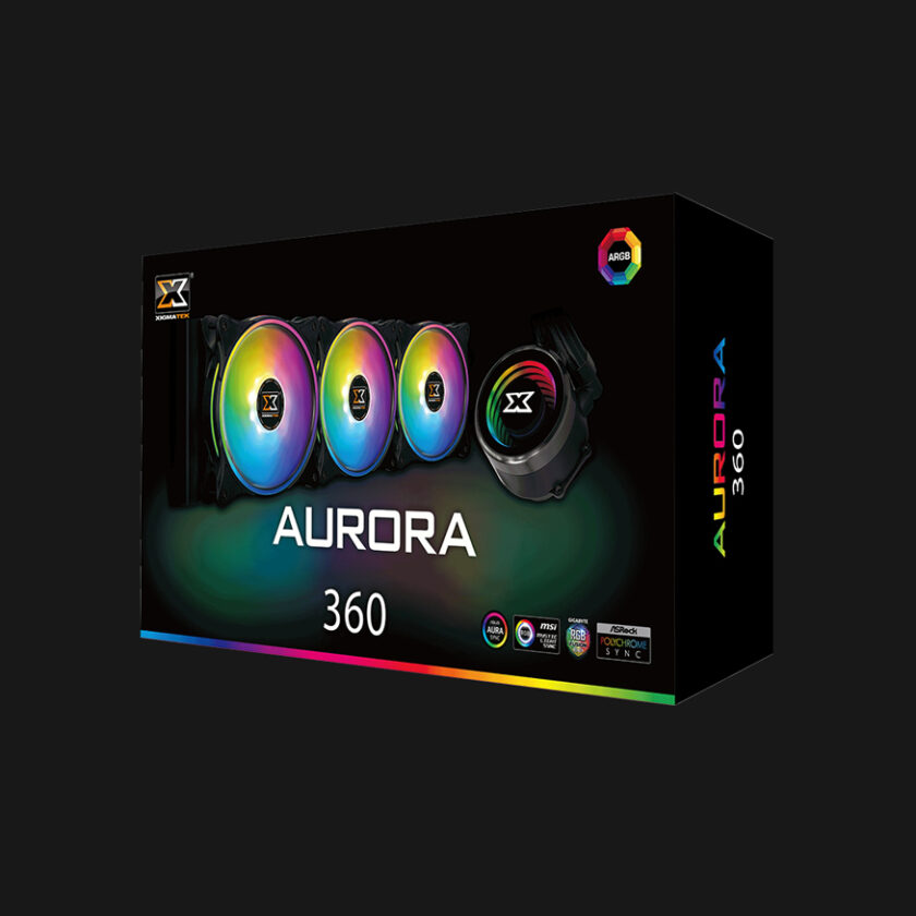 AURORA 360 Features: • Black Sleeved Cables, Super Strong, and Stylish Outlook • Ceramic Axle Bearing Guarantee Less Resistance & Super Long Service Life • Full Aluminum High-Density Water Channel Design • Support 3rd Party Addressable RGB Sync • Support Both Intel and AMD Sockets, Including TR4 (LGA 1700 Not Supported) • Top Grade Pure Copper Cold Plate Design • Xigmatek AT120 ARGB Powerful Fans with Remote Warranty: 2 Years Warranty Including Leak