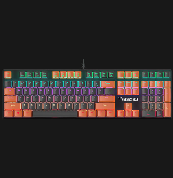 Gamdias Hermes M5A RGB Mechanical Black Gaming Keyboard | Best Quality & Lowest Price | Only Certified Dealer in Pakistan | Shop Now TEXONWARE - Hygge Décor-styled design, Passionate' Orange & 'Timeless' Grey - GAMDIAS Certified Mechanical Gaming Switches - Aluminum bezel, solid backplate, and rigid structure - Adjustable Multi-Colored LED Effect & Brightness Levels - Blue Switches