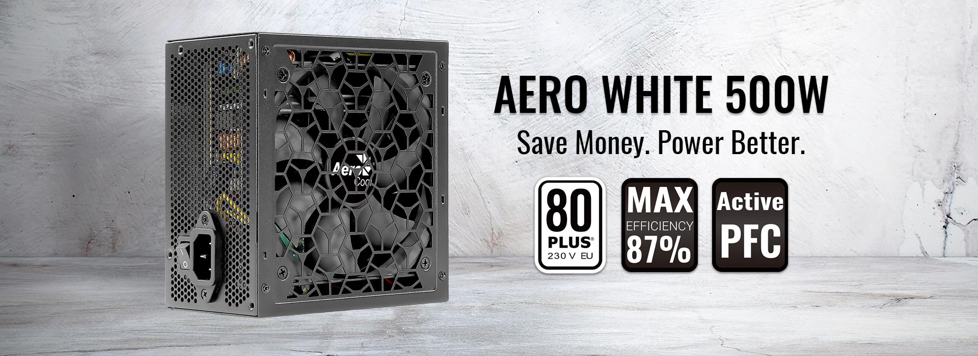 Aerocool Aero White 500W 80+ White Power Supply Unit