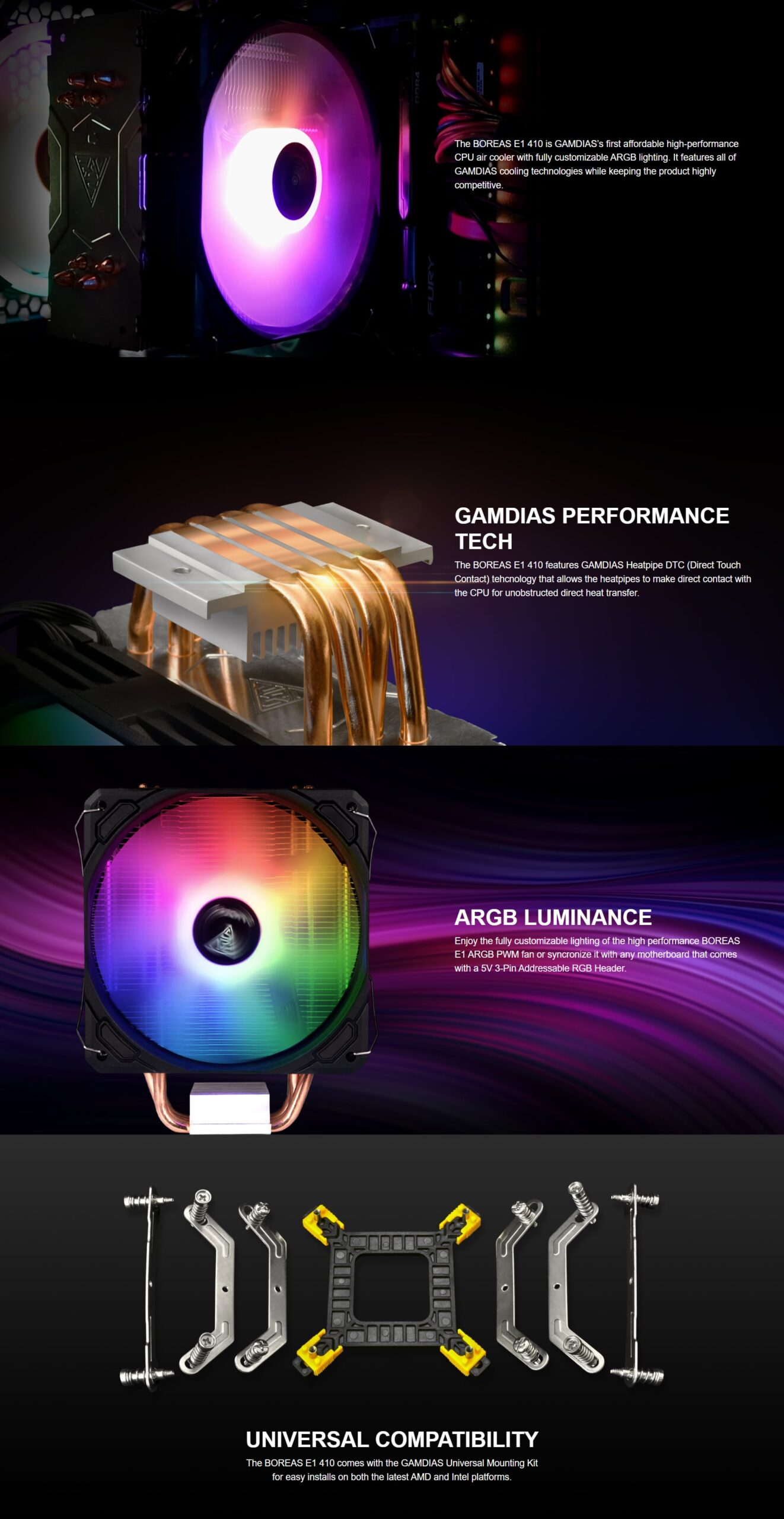 Gamdias Boreas E1-410 ARGB CPU Cooler