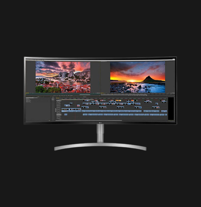 LG 38WK95C-W 37.5″ 21:9 UltraWide Curved WQHD+ IPS HDR10 Monitor • 3-Side Virtually Borderless Design • 38″ Curved UltraWide QHD+ (3840 x 1600) IPS Display • Color Calibrated • Tilt/Height Adjustable Stand • USB Type-C™ with 60W PD • Warranty: 1 Year Local Warranty • sRGB 99% Color Gamut and HDR10